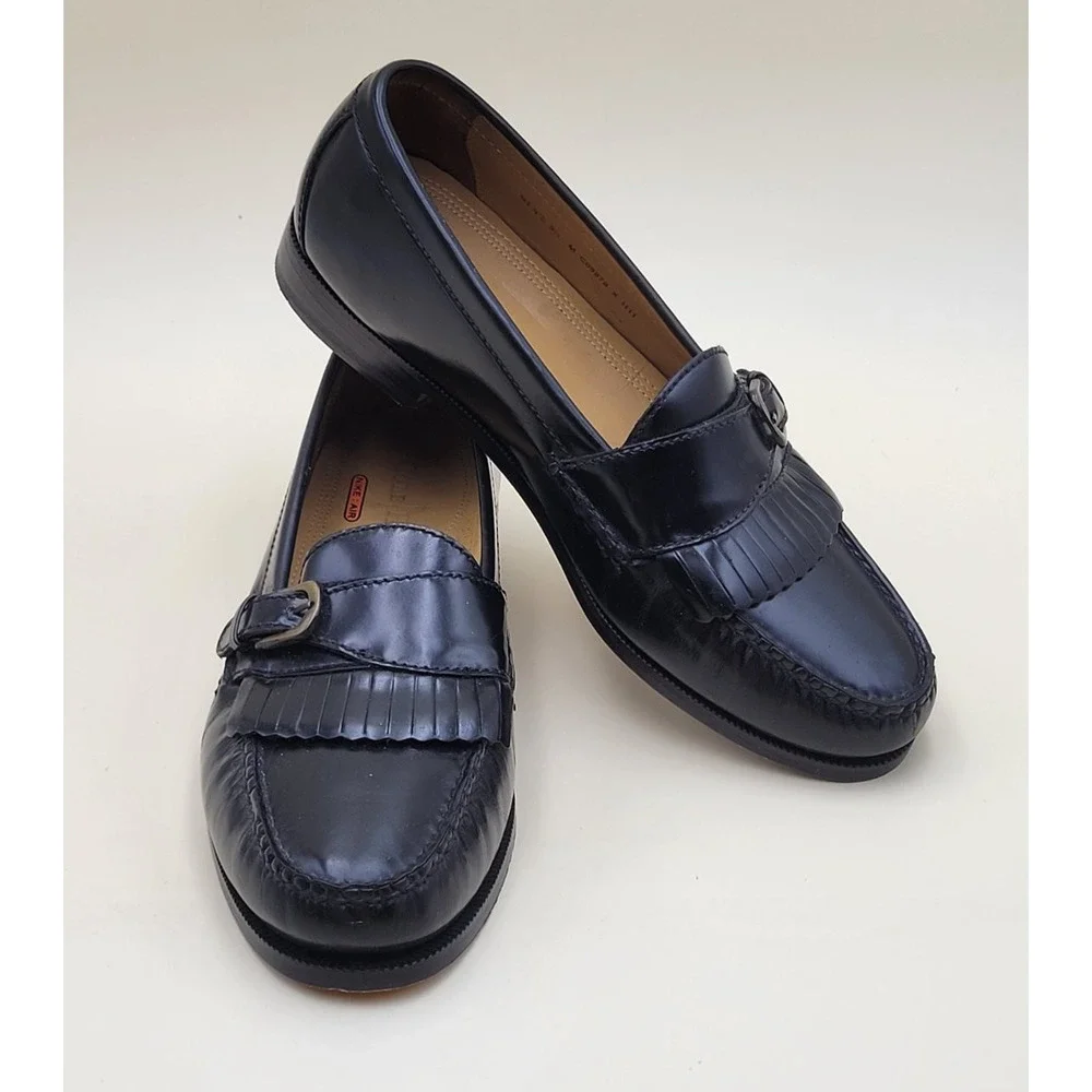 Cole Haan Loafers C09878 Men's Sz 9.5 M Black Dress Kiltie Fringe